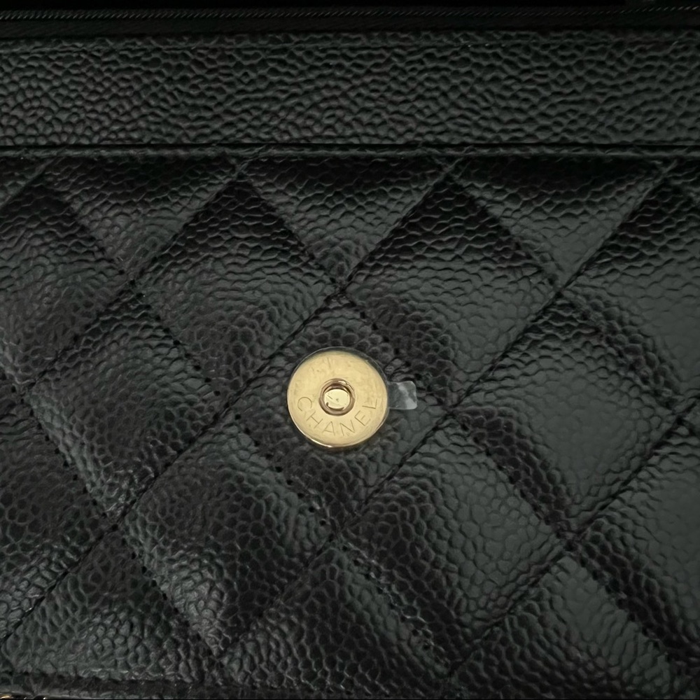 **ON HOLD CHANEL Caviar Quilted Wallet on Chain WOC Black / Gold - Picture 12 of 14